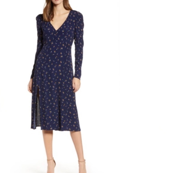Madison & Berkeley Deep-V Midi Dress - Picture 1 of 7